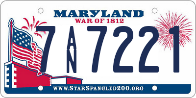 MD license plate 7AN7221