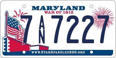 MD license plate 7AN7227