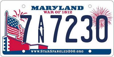 MD license plate 7AN7230