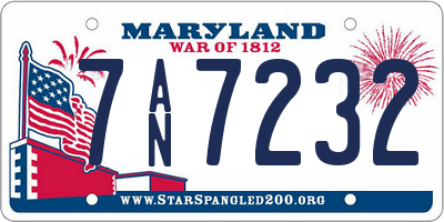 MD license plate 7AN7232