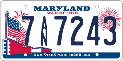MD license plate 7AN7243