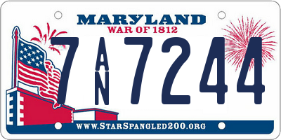 MD license plate 7AN7244