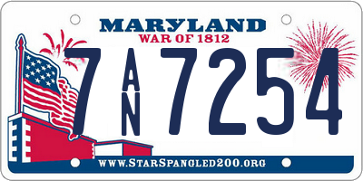 MD license plate 7AN7254