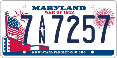 MD license plate 7AN7257