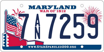 MD license plate 7AN7259