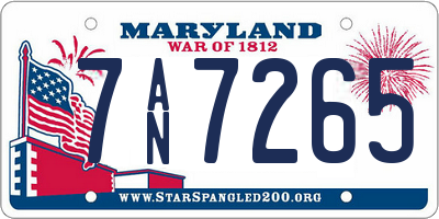 MD license plate 7AN7265