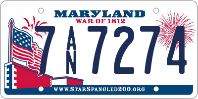MD license plate 7AN7274