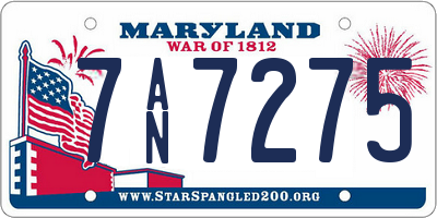 MD license plate 7AN7275