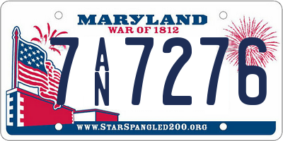 MD license plate 7AN7276