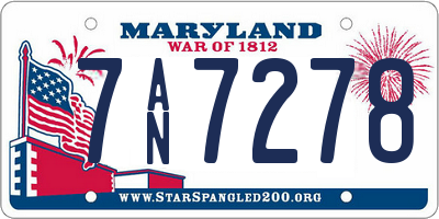 MD license plate 7AN7278
