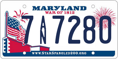 MD license plate 7AN7280