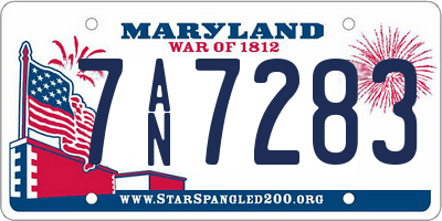 MD license plate 7AN7283