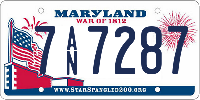 MD license plate 7AN7287