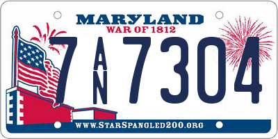 MD license plate 7AN7304
