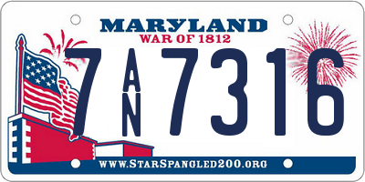 MD license plate 7AN7316