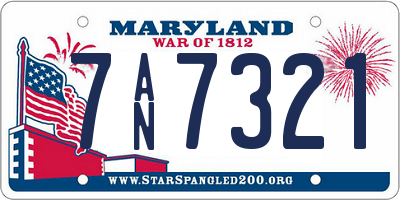 MD license plate 7AN7321