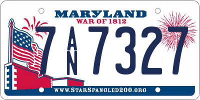 MD license plate 7AN7327