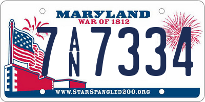 MD license plate 7AN7334