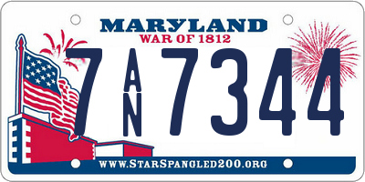 MD license plate 7AN7344