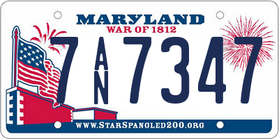MD license plate 7AN7347