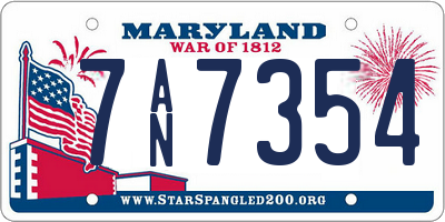 MD license plate 7AN7354