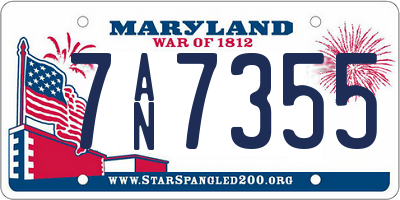 MD license plate 7AN7355