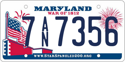 MD license plate 7AN7356