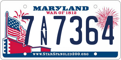 MD license plate 7AN7364