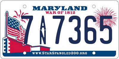 MD license plate 7AN7365