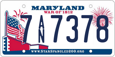 MD license plate 7AN7378