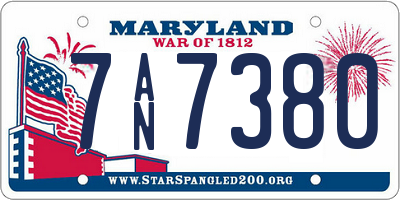 MD license plate 7AN7380