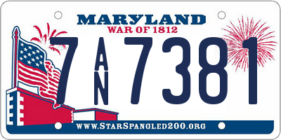 MD license plate 7AN7381