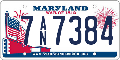 MD license plate 7AN7384
