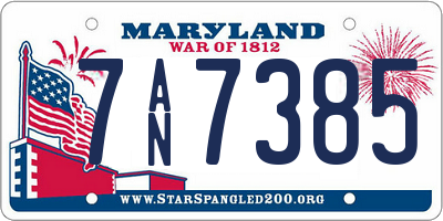 MD license plate 7AN7385