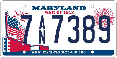 MD license plate 7AN7389