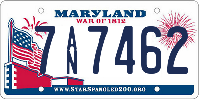 MD license plate 7AN7462