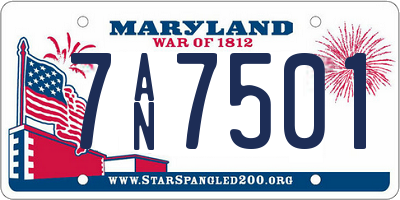 MD license plate 7AN7501
