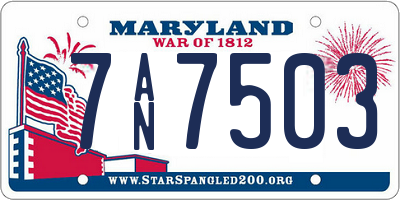 MD license plate 7AN7503