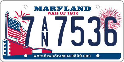 MD license plate 7AN7536