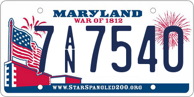MD license plate 7AN7540