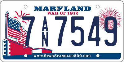 MD license plate 7AN7549