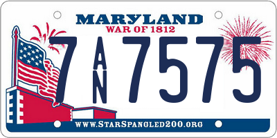 MD license plate 7AN7575