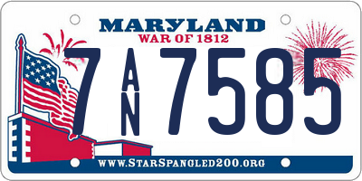 MD license plate 7AN7585