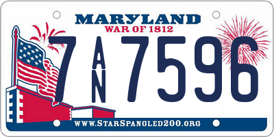 MD license plate 7AN7596