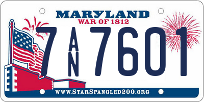 MD license plate 7AN7601
