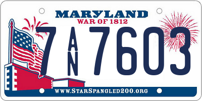 MD license plate 7AN7603