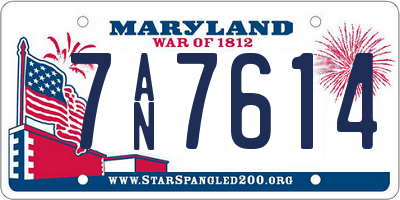 MD license plate 7AN7614