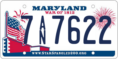 MD license plate 7AN7622