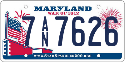 MD license plate 7AN7626