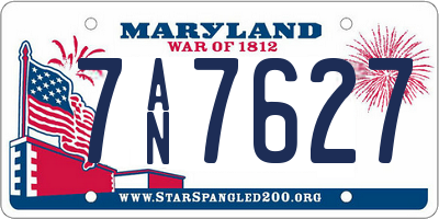 MD license plate 7AN7627